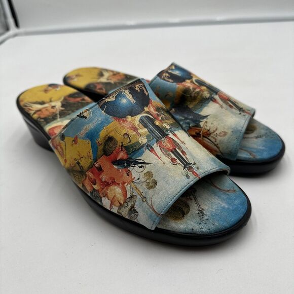 Icon Wedge Sandals Women's Size 9 Wearable Art Hand Painted - Picture 1 of 9